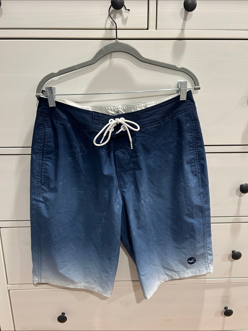 Hollister Men's Navy Ombre Swim Trunks with Drawcord